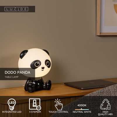 Lucide DODO PANDA - Table lamp Children- LED 3 StepDim - 1x3W 4000K - Black